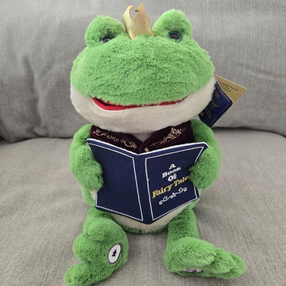 NWT Cuddle Barn Hadley Storytelling Frog Prince Plush Toy Reads 5 Fairy Tales